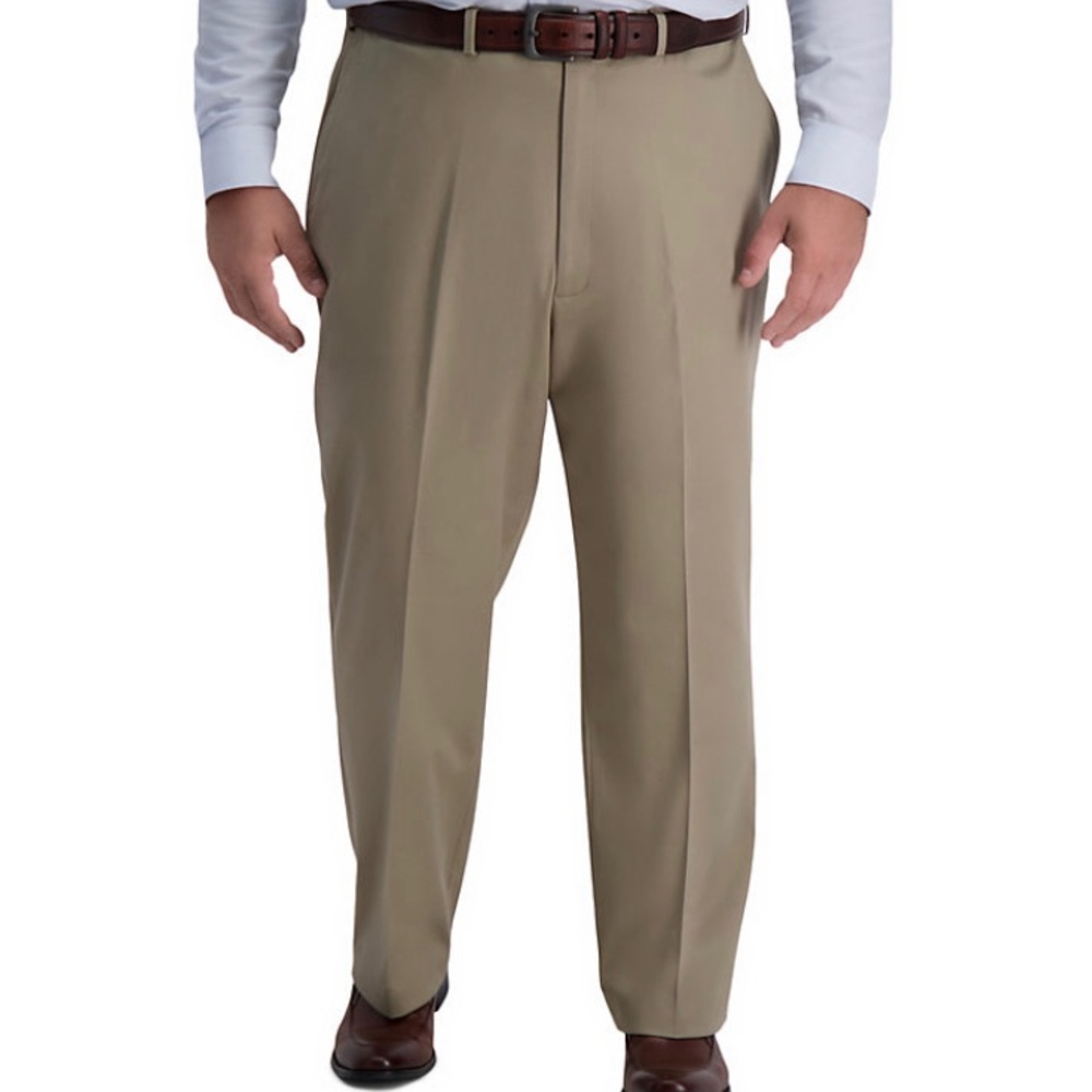 Haggar SZ 44 x 30 Khaki Classic Fit Flat Front Pants New D22